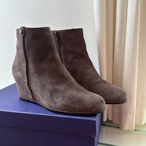 STUART WEITZMAN Suede Slidein Wedge Boot Gray Sz 7.5 M